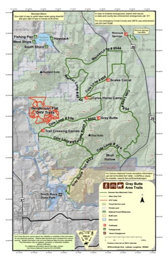 Map of Gray Butte Area Trails in Ochoco National Forest (NF) in Oregon. Published by the U.S. Forest Service (USFS).