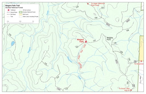 Map of Niagara Falls Trail #1379 in Siuslaw National Forest (NF) in Oregon. Published by the U.S. Forest Service (USFS).