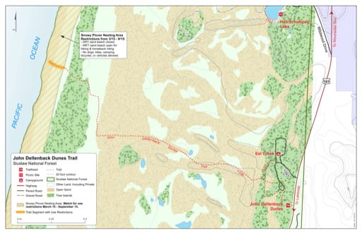 Map of John Dellenback Dunes Trail #1339 in Siuslaw National Forest (NF) in Oregon. Published by the U.S. Forest Service (USFS).