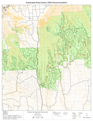 Map 2 of the Sustainable Road System Recommendation for Wallowa-Whitman National Forest (NF) in Oregon. Published by the U.S. Forest Service (USFS).