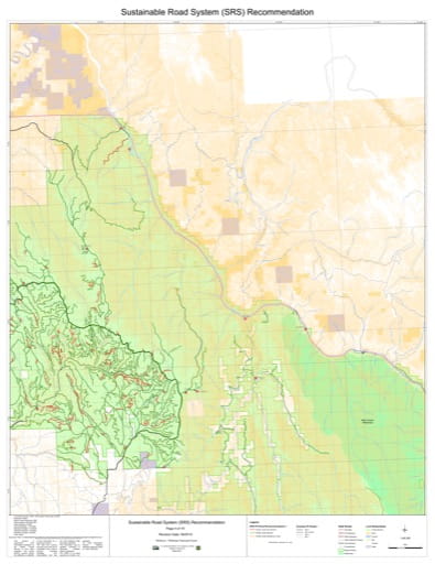 Map 4 of the Sustainable Road System Recommendation for Wallowa-Whitman National Forest (NF) in Oregon. Published by the U.S. Forest Service (USFS).