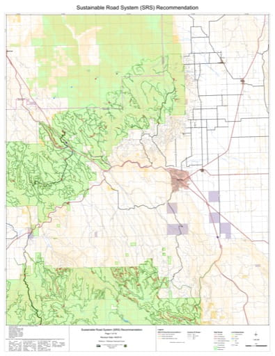 Map 7 of the Sustainable Road System Recommendation for Wallowa-Whitman National Forest (NF) in Oregon. Published by the U.S. Forest Service (USFS).