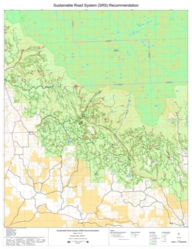 Map 14 of the Sustainable Road System Recommendation for Wallowa-Whitman National Forest (NF) in Oregon. Published by the U.S. Forest Service (USFS).