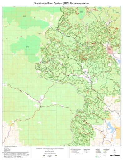 Map 16 of the Sustainable Road System Recommendation for Wallowa-Whitman National Forest (NF) in Oregon. Published by the U.S. Forest Service (USFS).