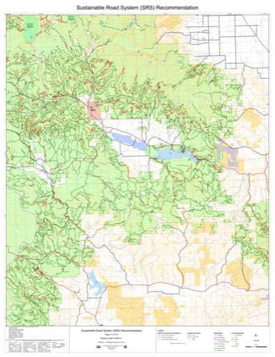 Map 17 of the Sustainable Road System Recommendation for Wallowa-Whitman National Forest (NF) in Oregon. Published by the U.S. Forest Service (USFS).