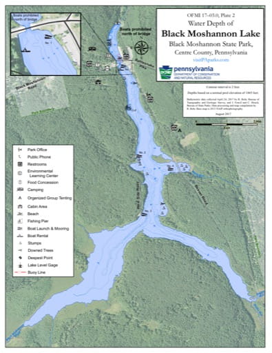 Black Moshannon State Park Map Black Moshannon - Black Moshannon Lake - Water Depth