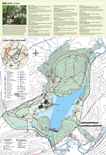 Visitor Map of Canoe Creek State Park (SP) in Pennsylvania. Published by Pennsylvania State Parks.