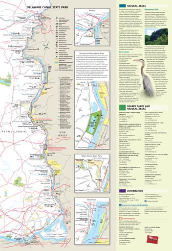 Visitor Map of Delaware Canal State Park (SP) in Pennsylvania. Published by Pennsylvania State Parks.
