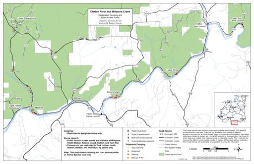 map of Allegheny - Clarion River and Millstone Creek