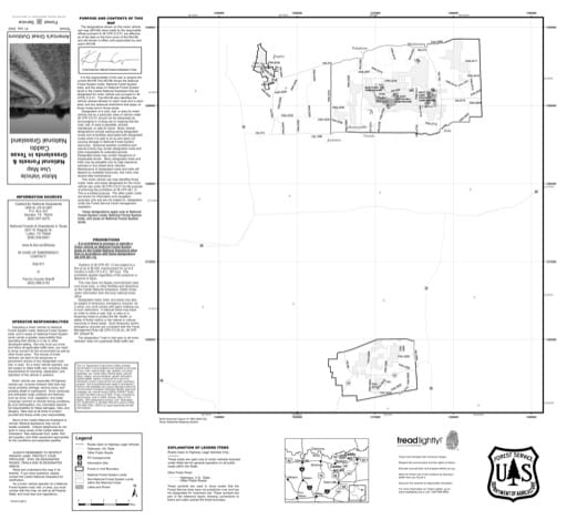 Motor Vehicle Use Map (MVUM) of Caddo National Grassland (NG) in Texas. Published by the U.S. Forest Service (USFS).