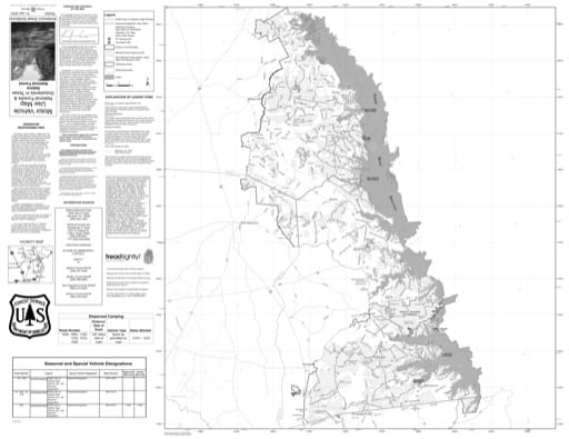 Motor Vehicle Use Map (MVUM) of Sabine National Forest (NF) in Texas. Published by the U.S. Forest Service (USFS).