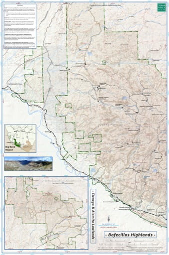 Exploration Map of Bofecillos Highlands in Big Bend Ranch State Park (SP) in Texas. Published by Texas Parks & Wildlife.