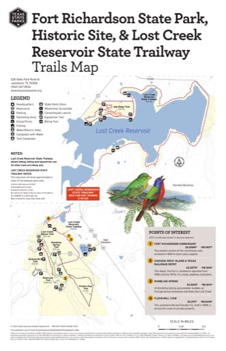 Trails Map of the North Section of Fort Richardson State Park, Historic Site & Lost Creek Reservoir State Trailway in Texas. Published by Texas Parks & Wildlife.