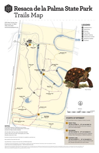Trails Map of Resaca de la Palma State Park (SP) in Texas. Published by Texas Parks & Wildlife.