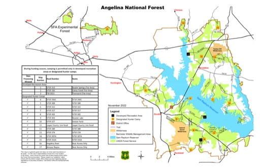 Sabine National Forest Map Angelina National Forest