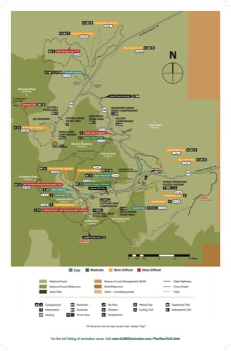 Visitor Map of Spring Mountains National Recreation Area (NRA) in Humboldt-Toiyabe National Forest (NF) in Nevada. Published by the U.S. Forest Service (USFS).