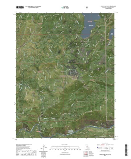 US Topo 7.5-minute map of Cherry Lake South in Tuolumne County, California. Published by the U.S. Geological Survey (USGS).
