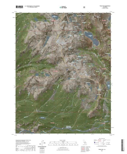 US Topo 7.5-minute map of Tioga Pass in California. Published by the U.S. Geological Survey (USGS).
