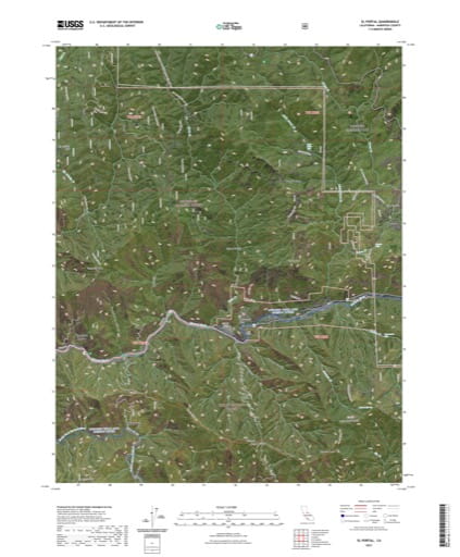 US Topo 7.5-minute map of El Portal Quadrangle in Mariposa County, California. Published by the U.S. Geological Survey (USGS).