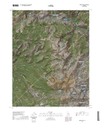 US Topo 7.5-minute map of Merced Peak Quadrangle in California. Published by the U.S. Geological Survey (USGS).
