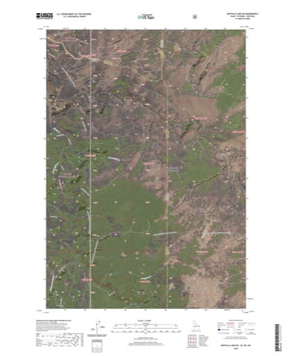 US Topo 7.5-minute map of Buffalo Lake NE Quadrangle in Idaho, Wyoming and Montana. Published by the U.S. Geological Survey (USGS).