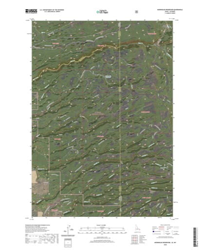 US Topo 7.5-minute map of McRenolds Reservoir Quadrangle in Idaho and Wyoming. Published by the U.S. Geological Survey (USGS).