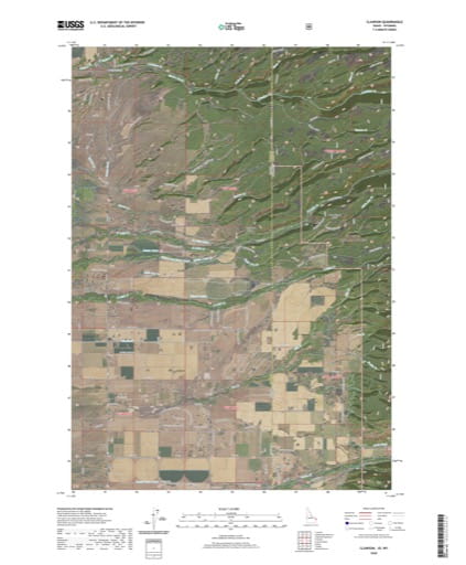 US Topo 7.5-minute map of Clawson Quadrangle in Idaho and Wyoming. Published by the U.S. Geological Survey (USGS).