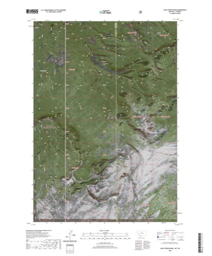 US Topo 7.5-minute map of Jack Straw Basin Quadrangle in Montana and Wyoming. Published by the U.S. Geological Survey (USGS).