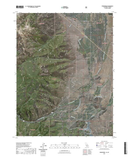 US Topo 7.5-minute map of Woodfords Quadrangle in California and Nevada. Published by the U.S. Geological Survey (USGS).