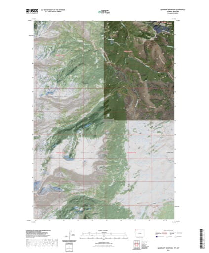 US Topo 7.5-minute map of Quadrant Mountain in Wyoming and Montana. Published by the U.S. Geological Survey (USGS).