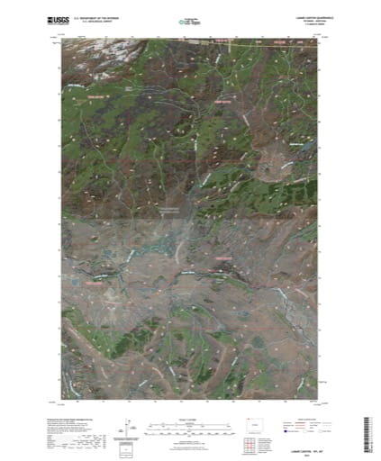 US Topo 7.5-minute map of Lamar Canyon Quadrangle in Wyoming and Montana. Published by the U.S. Geological Survey (USGS).
