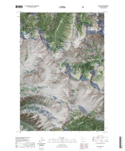 US Topo 7.5-minute map of Pilot Peak Quadrangle, Park County, Wyoming. Published by the U.S. Geological Survey (USGS).