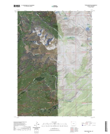 US Topo 7.5-minute map of Three Rivers Peak Quadrangle, Park County, Wyoming. Published by the U.S. Geological Survey (USGS).