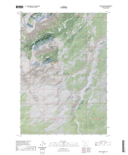 US Topo 7.5-minute map of Mount Holmes Quadrangle, Park County, Wyoming. Published by the U.S. Geological Survey (USGS).