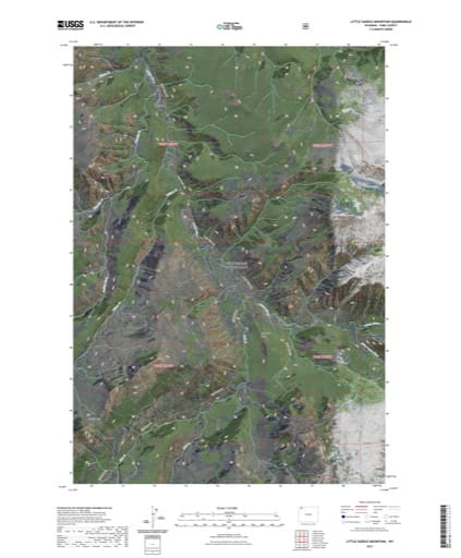 US Topo 7.5-minute map of Little Saddle Mountain Quadrangle in Park County, Wyoming. Published by the U.S. Geological Survey (USGS).