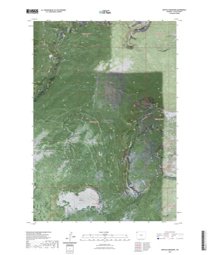 US Topo 7.5-minute map of Buffalo Meadows Quadrangle in Teton County, Wyoming. Published by the U.S. Geological Survey (USGS).