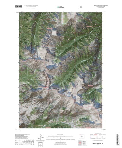 US Topo 7.5-minute map of Pinnacle Mountain Quadrangle in Park County, Wyoming. Published by the U.S. Geological Survey (USGS).