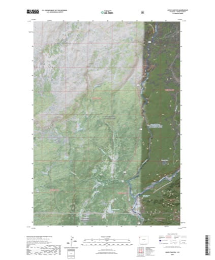 US Topo 7.5-minute map of Lewis Canyon Quadrangle in Teton County, Wyoming. Published by the U.S. Geological Survey (USGS).