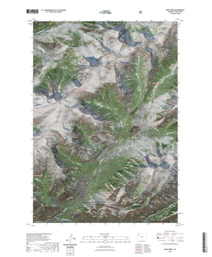 US Topo 7.5-minute map of Open Creek Quadrangle in Park County, Wyoming. Published by the U.S. Geological Survey (USGS).