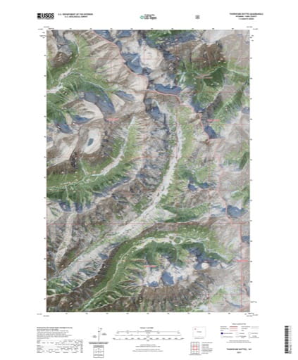US Topo 7.5-minute map of Thorofare Buttes Quadrangle in Park County, Wyoming. Published by the U.S. Geological Survey (USGS).