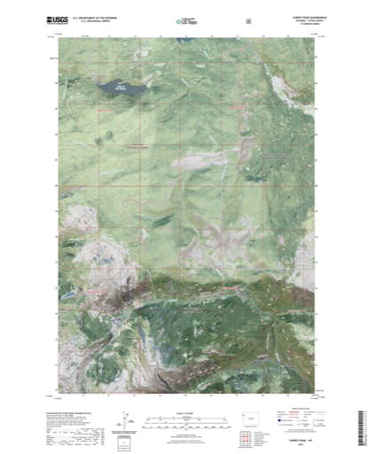 US Topo 7.5-minute map of Survey Peak Quadrangle in Teton County, Wyoming. Published by the U.S. Geological Survey (USGS).