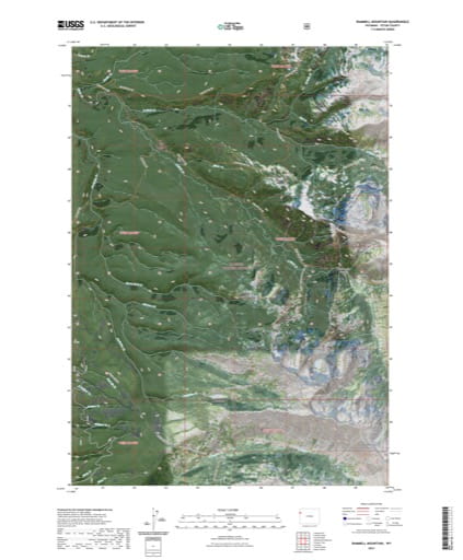 US Topo 7.5-minute map of Rammell Mountain Quadrangle in Teton County, Wyoming. Published by the U.S. Geological Survey (USGS).