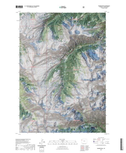 US Topo 7.5-minute map of Ranger Peak Quadrangle in Teton County, Wyoming. Published by the U.S. Geological Survey (USGS).