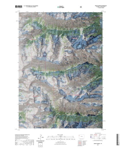 US Topo 7.5-minute map of Mount Moran Quadrangle in Teton County, Wyoming. Published by the U.S. Geological Survey (USGS).