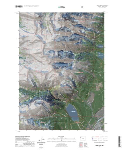 US Topo 7.5-minute map of Grand Teton Quadrangle in Teton County, Wyoming. Published by the U.S. Geological Survey (USGS).