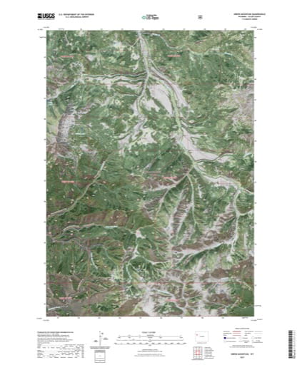 US Topo 7.5-minute map of Green Mountain Quadrangle in Teton County, Wyoming. Published by the U.S. Geological Survey (USGS).