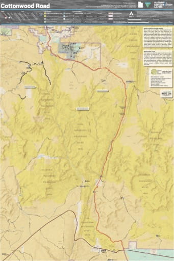 Visitor Map of Cottonwood Road Scenic Backway at the Grand Staircase-Escalante National Monument (NM) in Utah. Published by the Bureau of Land Management (BLM).