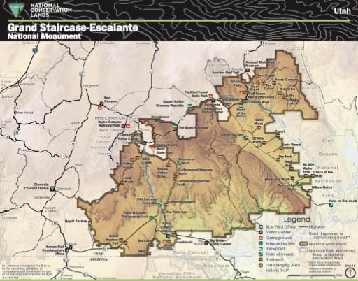 map of Grand Staircase-Escalante - Visitor Map