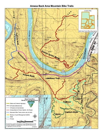 map of Moab - Amasa Back Area Mountain Bike Trails 