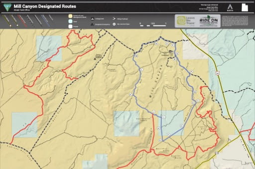 Trails Map of the Mill Canyon area near Moab in the BLM Moab Field Office area in Utah. Published by the Bureau of Land Management (BLM).